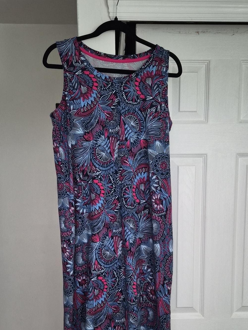 AnyBody Navy Floral-Print Sleeveless Dress with Pink & Light Blue Accents